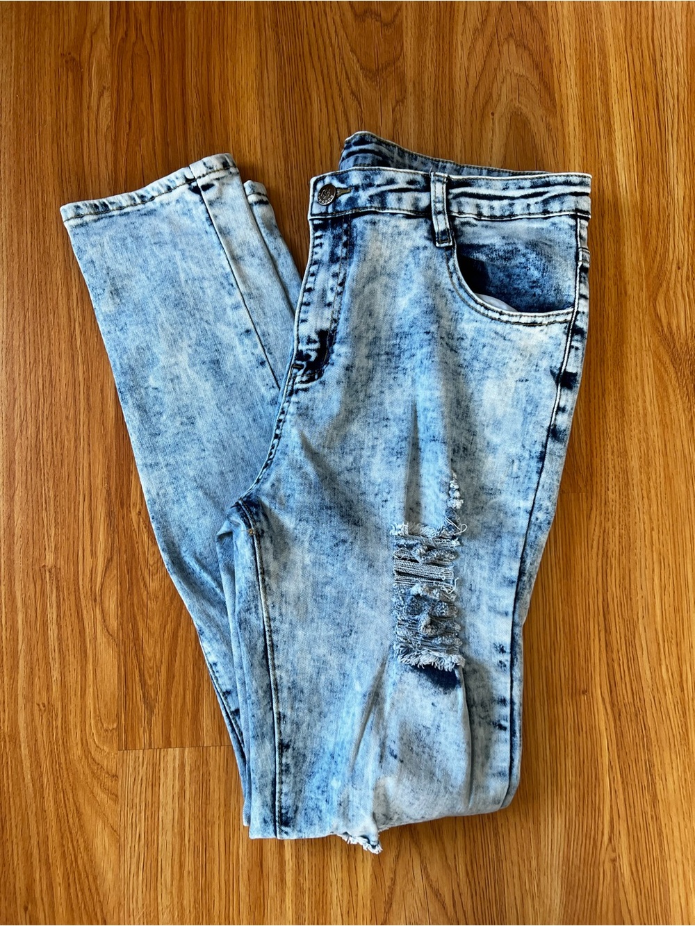 Men's Light Wash Distressed Skinny Jeans Size 32